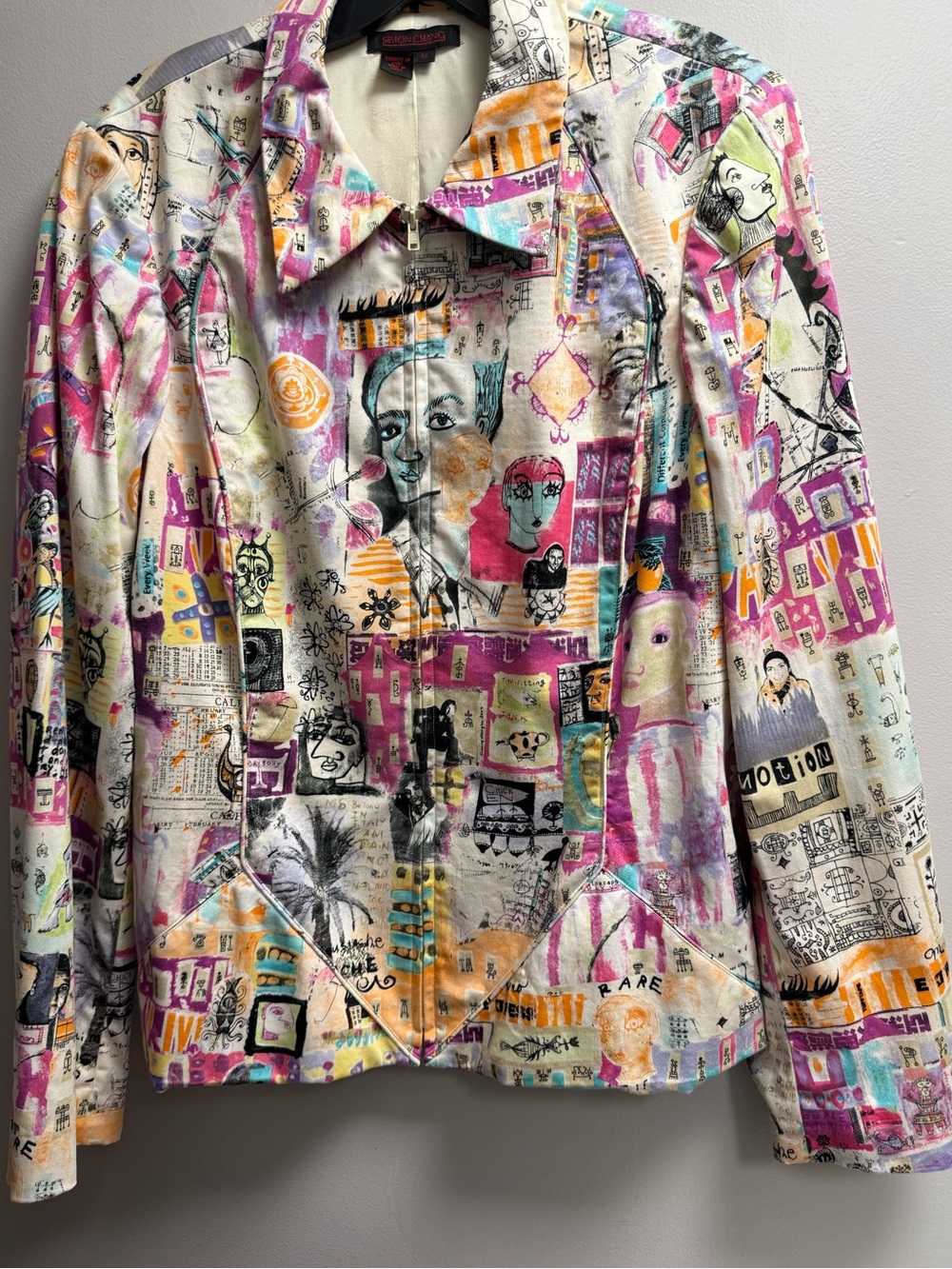 EUVC Simon Chang Multicolor Artisanal Graphic Print Jacket Women’s 14 (Fits 12)